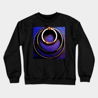 BLUE GOLD GEOMETRIC CIRCLES MOD ART DECO Crewneck Sweatshirt